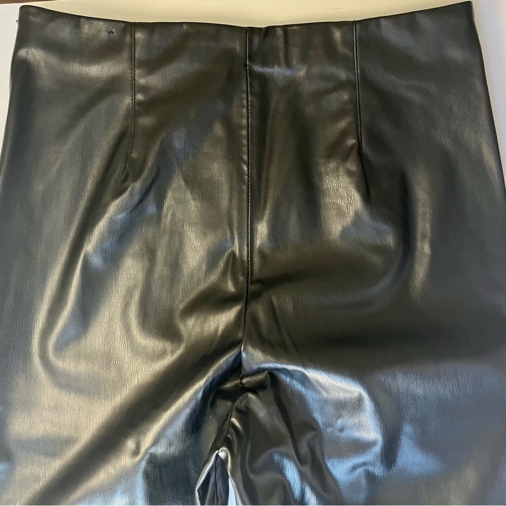 Zara Black Women Faux Leather Trousers (XL) with elastic waist - Picture 7 of 10